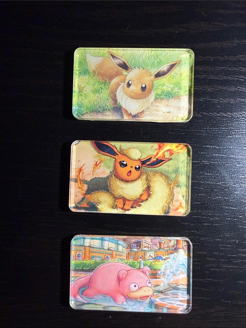 Eevee, Flareon & Slowpoke refrigerator Decorative Magnets - 3 pack